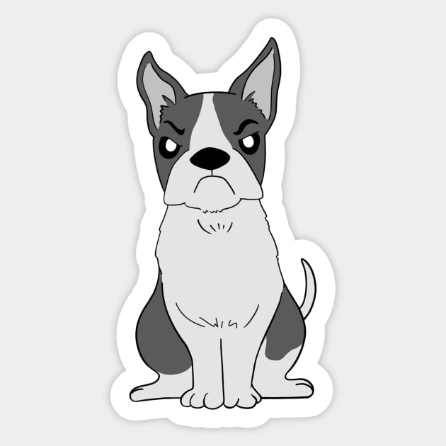 Angry boston terrier Sticker by ballooonfish